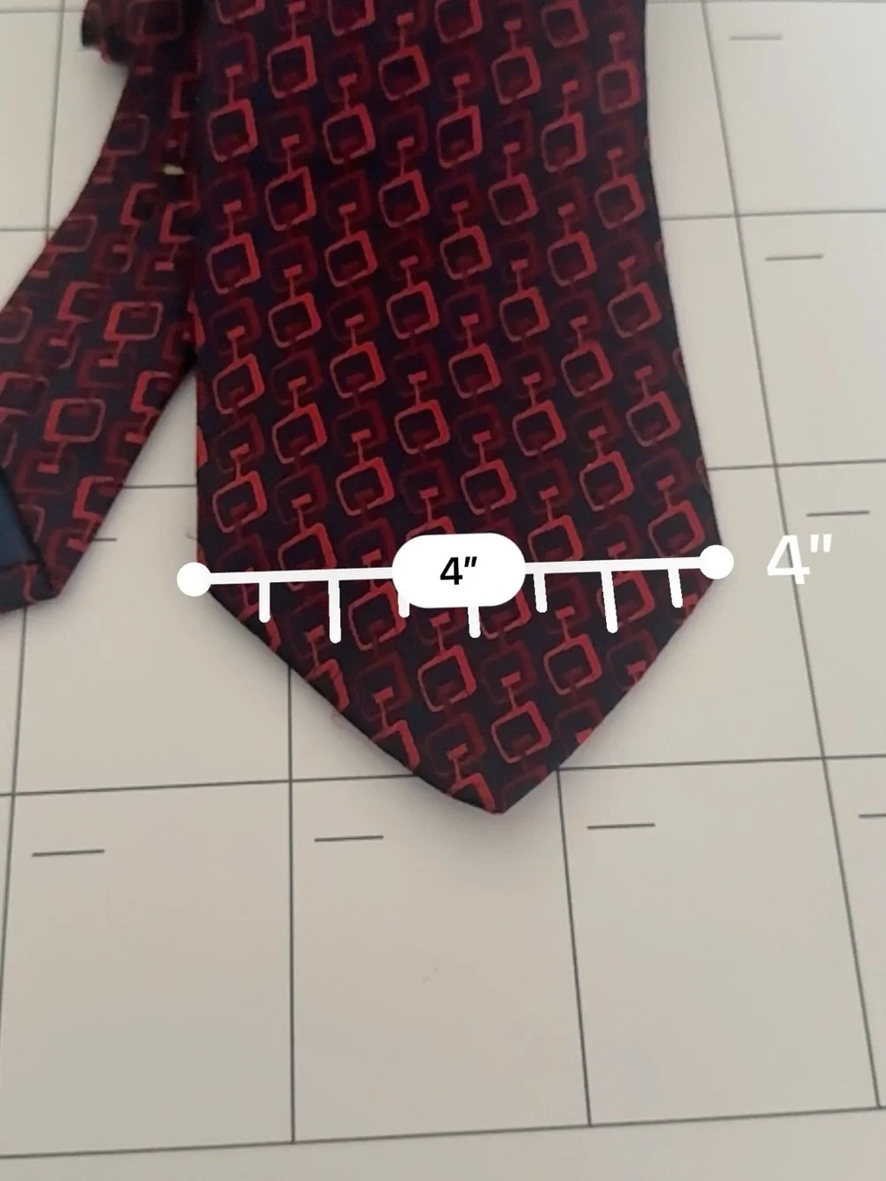 Gucci Vintage Navy and Red Geometric Silk Tie